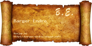 Barger Endre névjegykártya